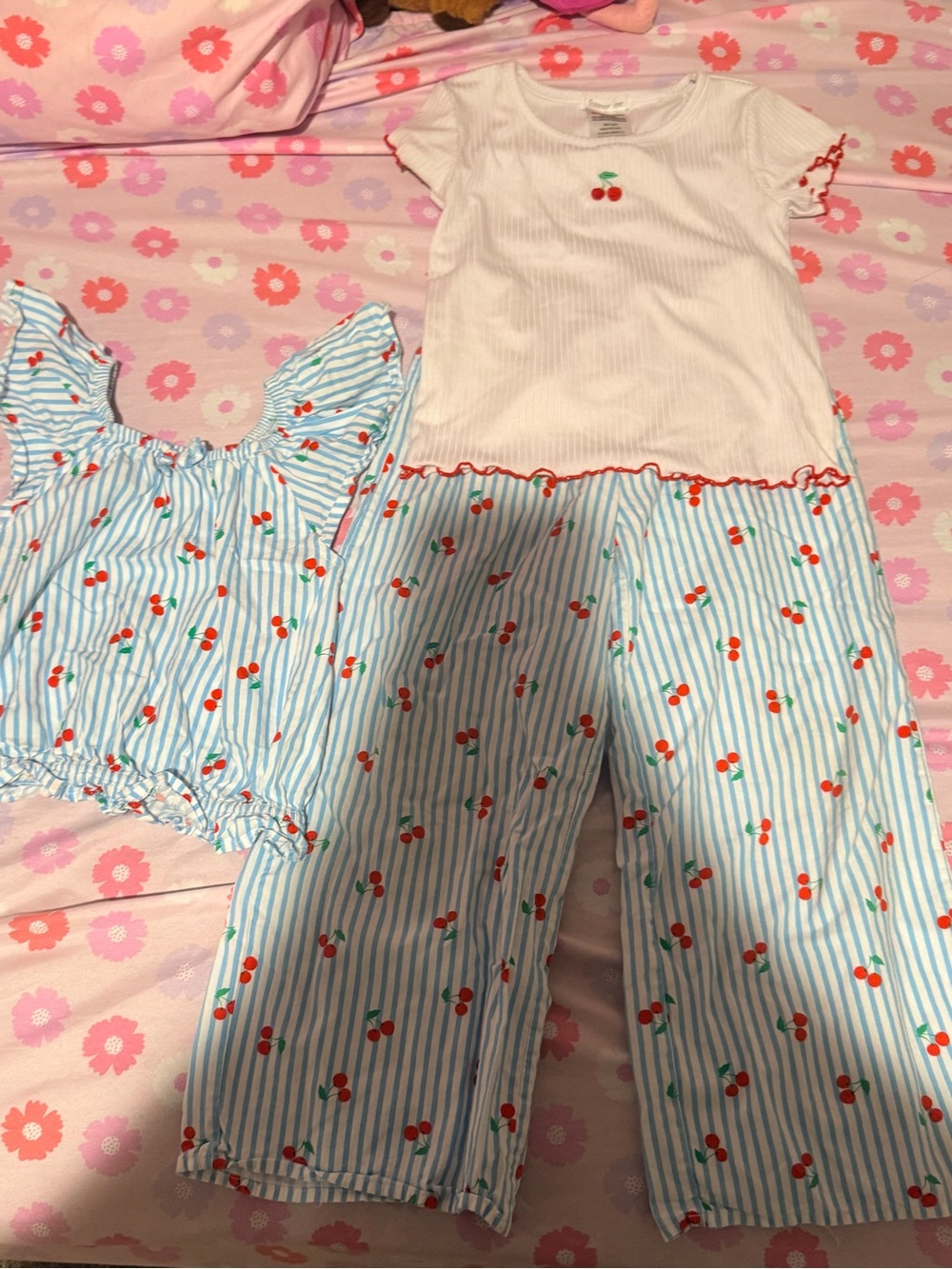 Kids Cherry Set - White & Blue